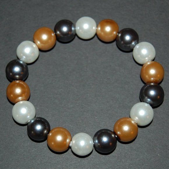 Chunky Bracelet,Large 14mm Beads,Glass Pearl Beaded Bracelet,Party Bracelet - Picture 2 of 2